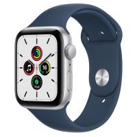 apple watch se, 44 мм, корпус из алюминия серебристого цвета, спортивный ремешок магазин Appleworld