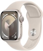 apple watch series 9, 41 мм, корпус из алюминия цвета "сияющая звезда", спортивный ремешок магазин Appleworld