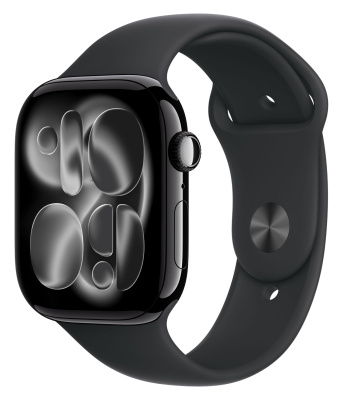 apple watch series 11, 46 мм, корпус из алюминия цвета jet black, спортивный ремешок магазин Appleworld