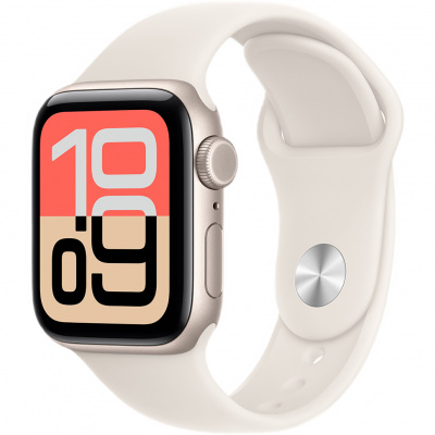 apple watch se 3, 40 мм, корпус из алюминия цвета starlight, спортивный ремешок магазин Appleworld