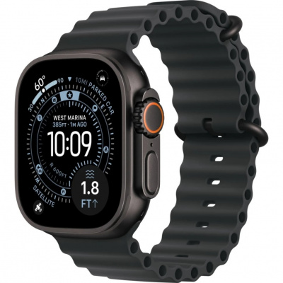 apple watch ultra 3, 2025 г., 49 мм, корпус из титана цвета black, ремешок ocean black магазин Appleworld