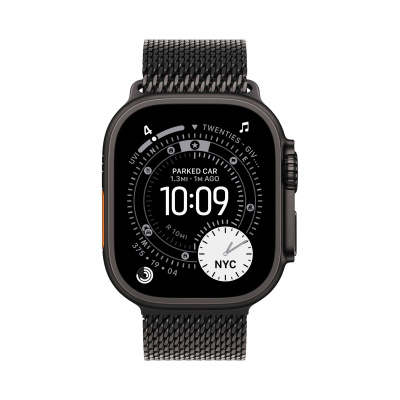 apple watch ultra 3, 2025 г., 49 мм, корпус из титана цвета black, миланский ремешок black магазин Appleworld