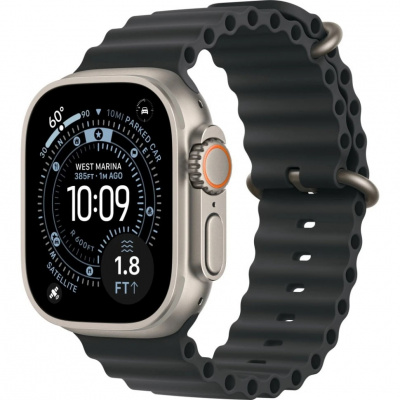 apple watch ultra 3, 2025 г., 49 мм, корпус из титана цвета natural, ремешок ocean black магазин Appleworld