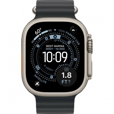 apple watch ultra 3, 2025 г., 49 мм, корпус из титана цвета natural, ремешок ocean black магазин Appleworld