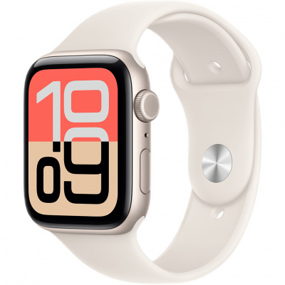 apple watch se 3, 44 мм, корпус из алюминия цвета starlight, спортивный ремешок магазин Appleworld