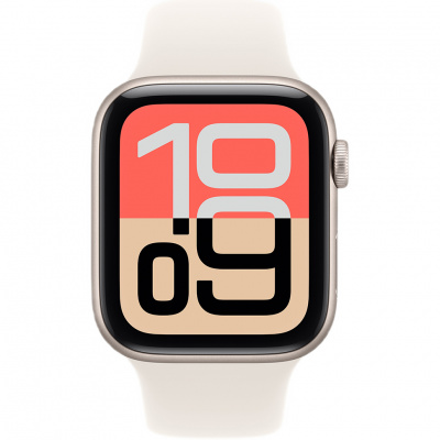 apple watch se 3, 44 мм, корпус из алюминия цвета starlight, спортивный ремешок магазин Appleworld
