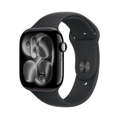apple watch series 11, 46 мм, корпус из алюминия цвета jet black, спортивный ремешок магазин Appleworld