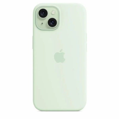 Силиконовый чехол для iPhone 15 с MagSafe (Soft Mint)