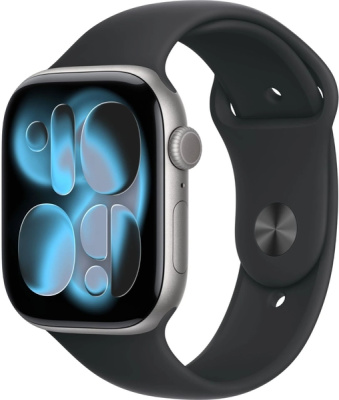 apple watch series 11, 46 мм, корпус из алюминия цвета space gray, спортивный ремешок магазин Appleworld